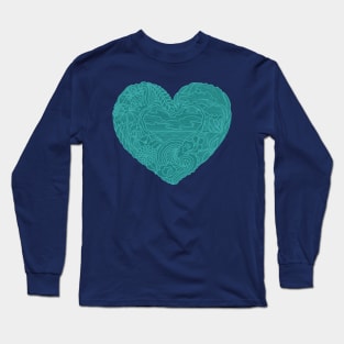 VALENTINE BLUE HEART MANDALA Long Sleeve T-Shirt